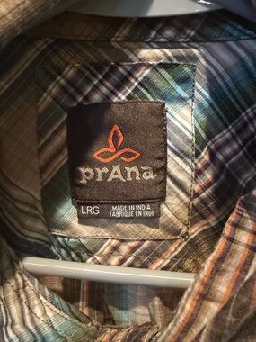 Prana Plaid Shirt in Green, Brown and Tan